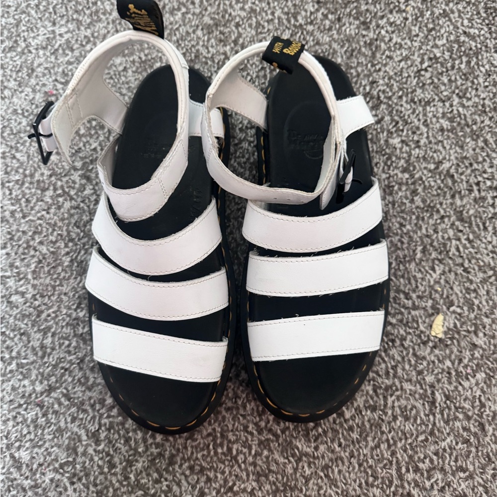 Dr. Martens Black and White Sandals with Adjustable Straps